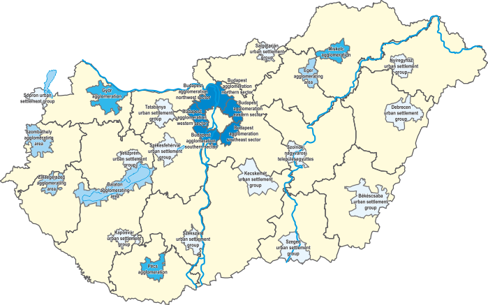 Settlement groups, agglomerations, agglomerating areas