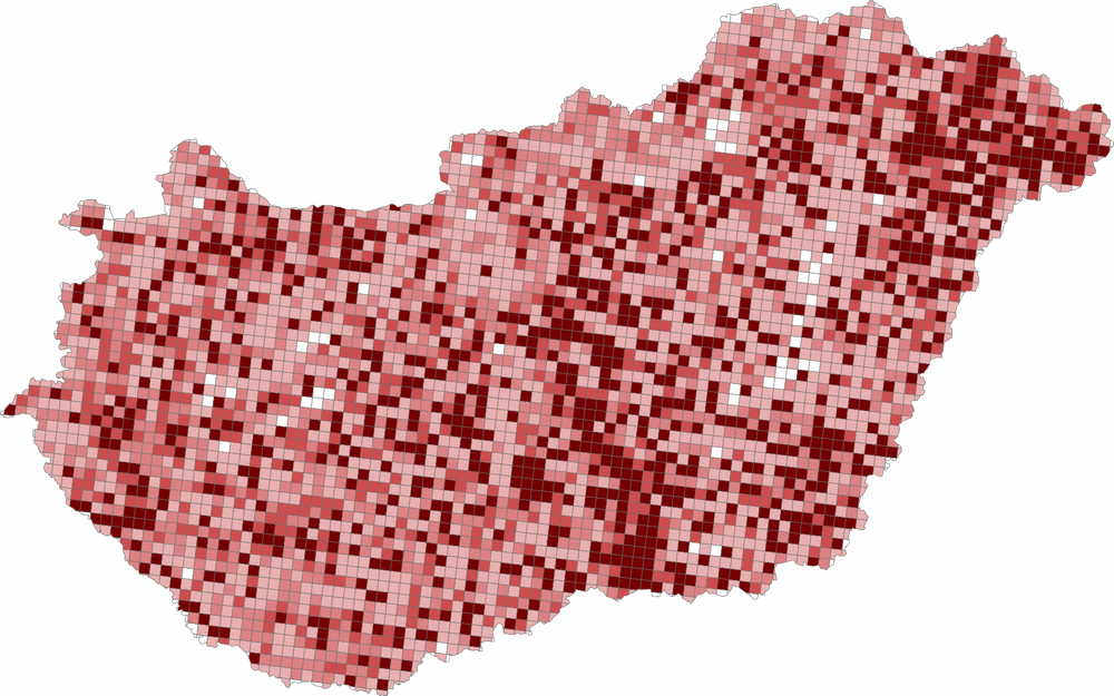 Annual work units per 25 km², 2010