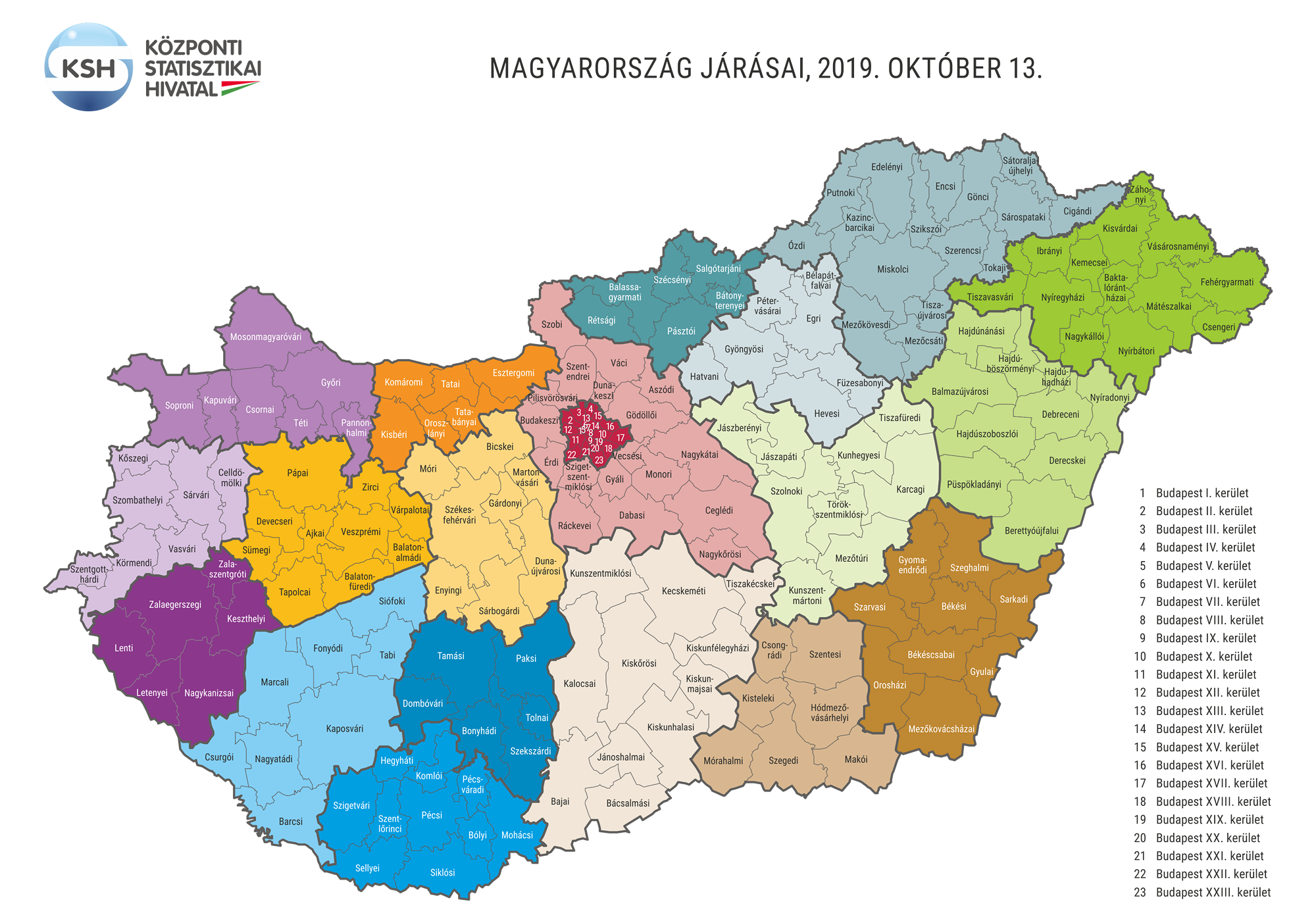 magyarország járásai térkép Kozponti Statisztikai Hivatal magyarország járásai térkép