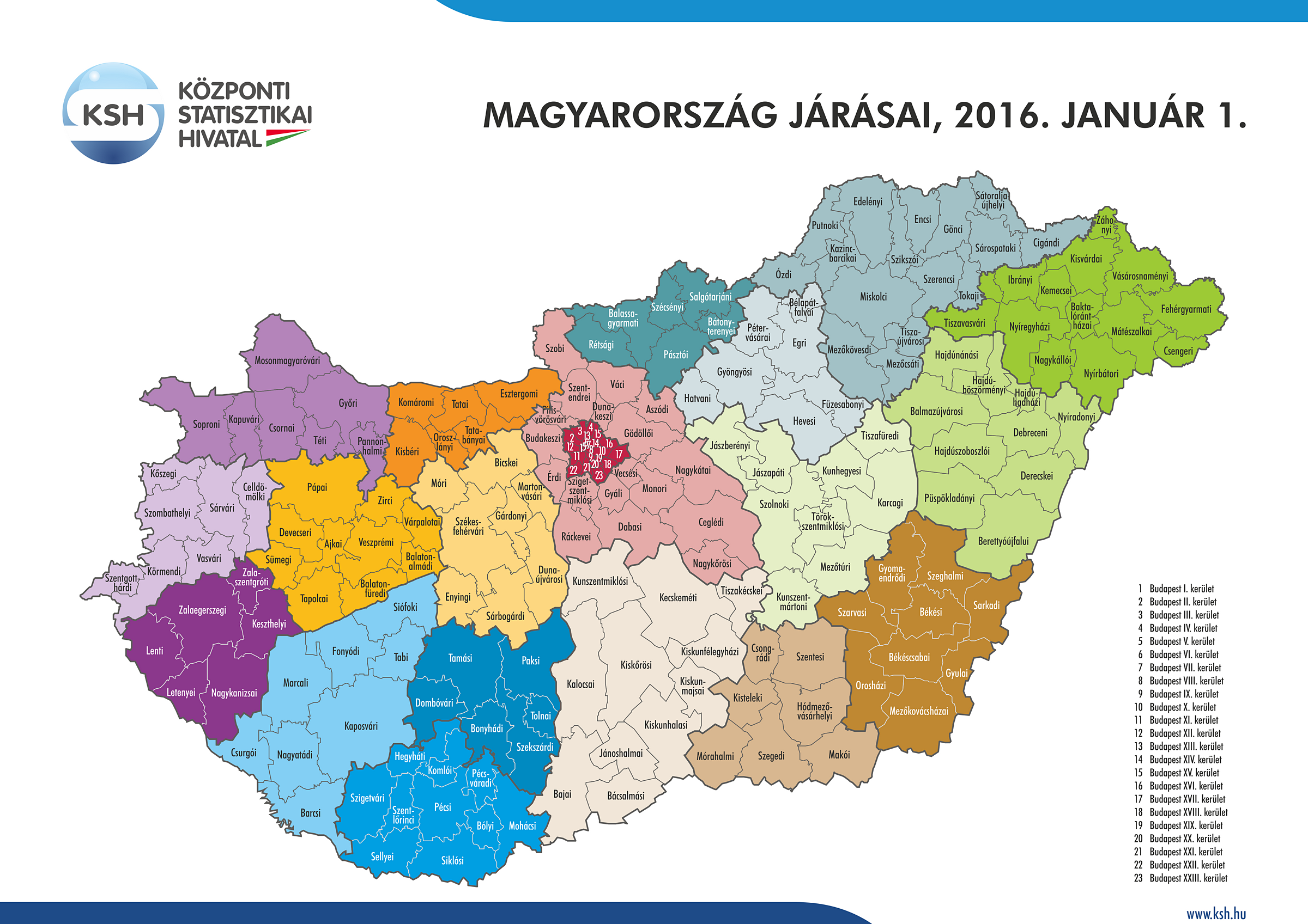 magyarország járásai térkép Központi Statisztikai Hivatal magyarország járásai térkép