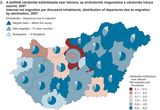 Internal net migration per thousand inhabitants, distribution of departures due to migration by destination, 2007