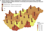 Full-time students in tertiary education, at secondary and vocational schools per thousand inhabitants, 2007/2008