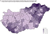 Az ezer lakosra jutó rendszeres szociális segélyben részesítettek átlagos száma kistérségenként, 2008