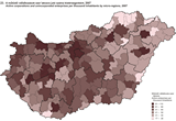 A működő vállalkozások ezer lakosra jutó száma kistérségenként, 2007