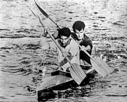Urányi János és Fábián László, a Melbourne-i olimpia 10 000 méteres kajak kettes versenyének győztesei